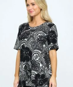 Jostar Tops Stretchy Vented Top Short Sleeve Printed, 242BN-SRP1-W325