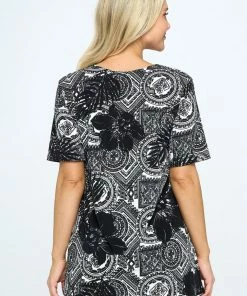 Jostar Tops Stretchy Vented Top Short Sleeve Printed, 242BN-SRP1-W325