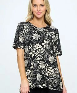 Jostar Online Stretchy Vented Top Short Sleeve Printed, 242BN-SRP1-W328