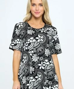 Jostar Online Stretchy Vented Top Short Sleeve Printed, 242BN-SRP1-W328