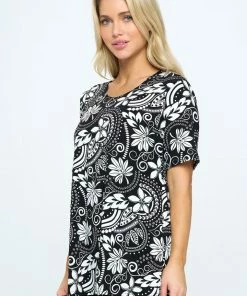 Jostar Online Stretchy Vented Top Short Sleeve Printed, 242BN-SRP1-W328