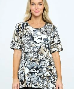 Jostar Stretchy Vented Top Short Sleeve Printed, 242BN-SRP1-W329 Tops
