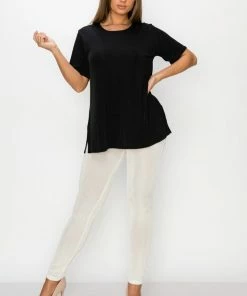 Plus Size Jostar Women's Stretchy Vented Tunic Top Short Sleeve Plus - 242BN-SXS1