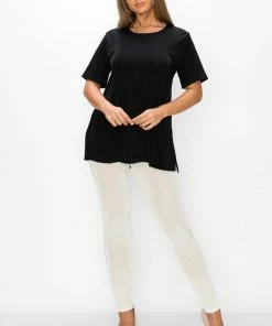 Plus Size Jostar Women's Stretchy Vented Tunic Top Short Sleeve Plus - 242BN-SXS1