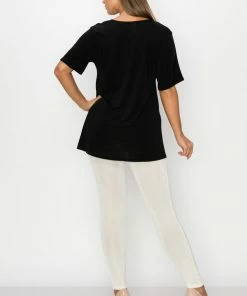 Plus Size Jostar Women's Stretchy Vented Tunic Top Short Sleeve Plus - 242BN-SXS1