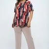 Jostar American Print Vented Tunic Top Short Sleeve Plus-242BN-SXP-W306 Tops
