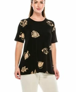 Jostar Women's Stretchy Vented Top Short Sleeve Printed-242BN-SRP1-W036