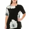 Plus Size Jostar Women's Stretchy Vented Tunic Top Short Sleeve Plus, 242BN-SXP-W113