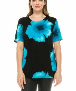 Jostar Women's Stretchy Vented Top Short Sleeve Printed-242BN-SRP1-W113 Tops