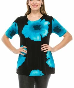 Plus Size Jostar Women's Stretchy Vented Tunic Top Short Sleeve Plus, 242BN-SXP-W113