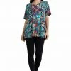 Jostar Women's Stretchy Vented Tunic Top Short Sleeve Plus, 242BN-SXP-W167