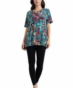 Jostar Women's Stretchy Vented Tunic Top Short Sleeve Plus, 242BN-SXP-W167