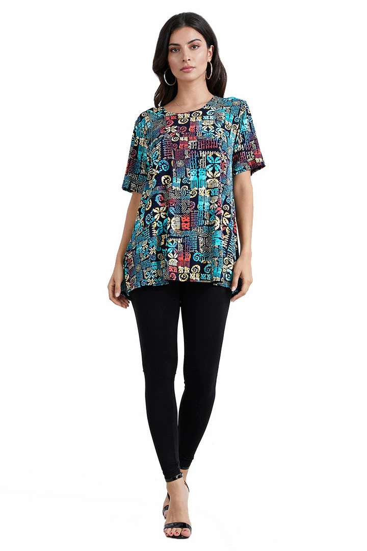 Jostar Women's Stretchy Vented Tunic Top Short Sleeve Plus, 242BN-SXP-W167