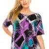Jostar Women's Stretchy Vented Tunic Top Short Sleeve Plus, 242BN-SXP-W180