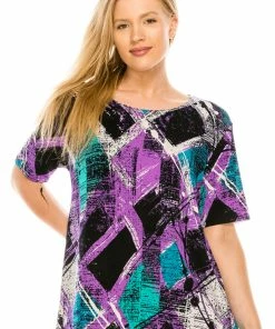 Jostar Women's Stretchy Vented Tunic Top Short Sleeve Plus, 242BN-SXP-W180