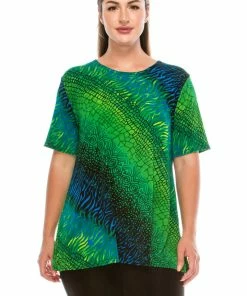 Jostar Women's Stretchy Vented Top Short Sleeve Printed-242BN-SRP1-W182
