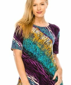 Jostar Women's Stretchy Vented Top Short Sleeve Printed-242BN-SRP1-W182