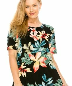 Tops Jostar Women's Stretchy Vented Tunic Top Short Sleeve Plus, 242BN-SXP-W189