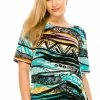 Tops Jostar Women's Stretchy Vented Tunic Top Short Sleeve Plus, 242BN-SXP-W194