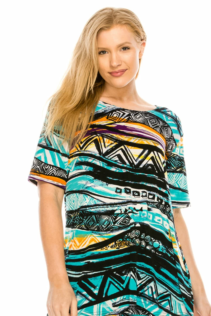 Tops Jostar Women's Stretchy Vented Tunic Top Short Sleeve Plus, 242BN-SXP-W194