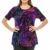 Tops Jostar Women's Stretchy Vented Top Short Sleeve Printed-242BN-SRP1-W207