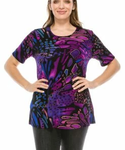 Tops Jostar Women's Stretchy Vented Top Short Sleeve Printed-242BN-SRP1-W207