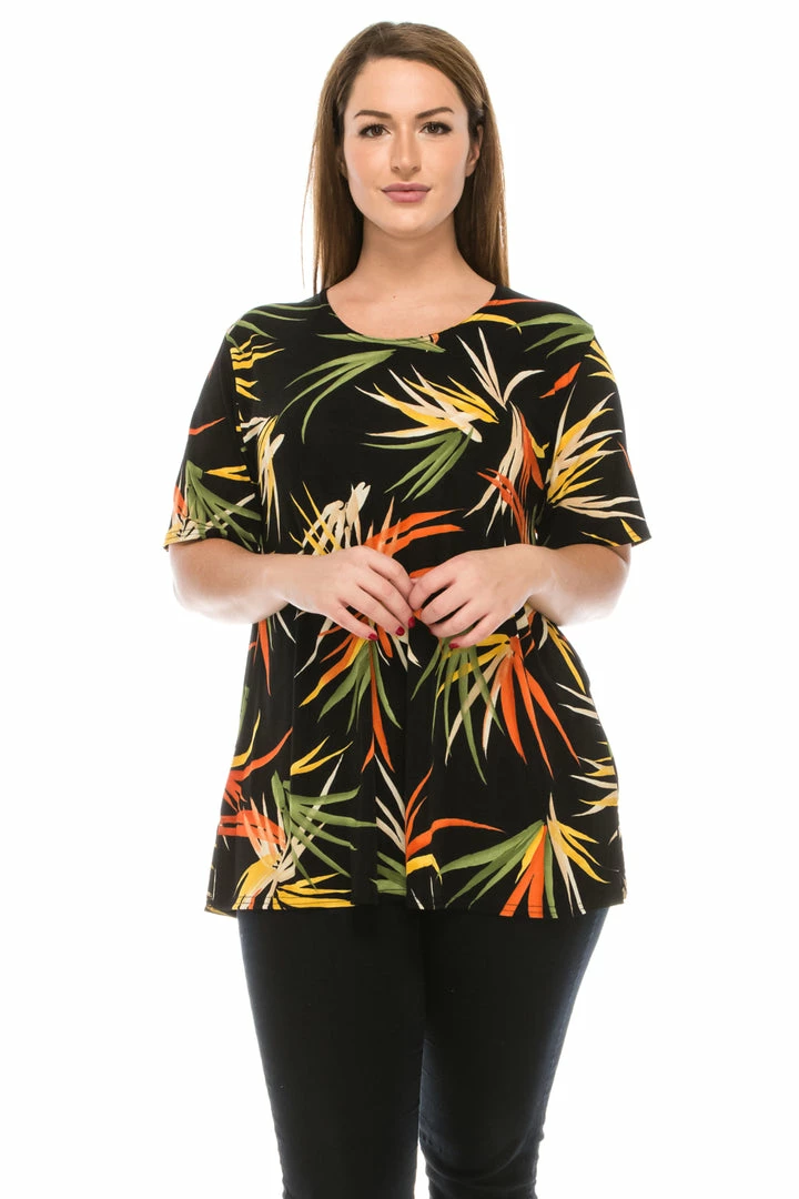 Jostar Online Jostar Women's Stretchy Vented Tunic Top Short Sleeve Plus, 242BN-SXP-W679 Tops