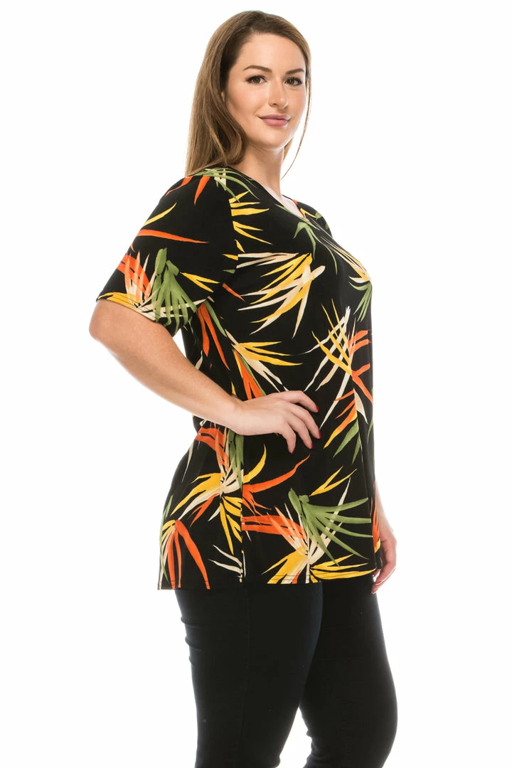 Jostar Online Jostar Women's Stretchy Vented Tunic Top Short Sleeve Plus, 242BN-SXP-W679 Tops