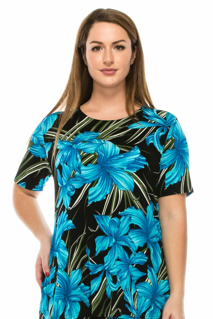 Tops Jostar Women's Stretchy Vented Tunic Top Short Sleeve Plus, 242BN-SXP-W683