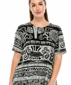 Jostar Women's Stretchy Vented Top Short Sleeve Printed-242BN-SRP1-W901 Tops