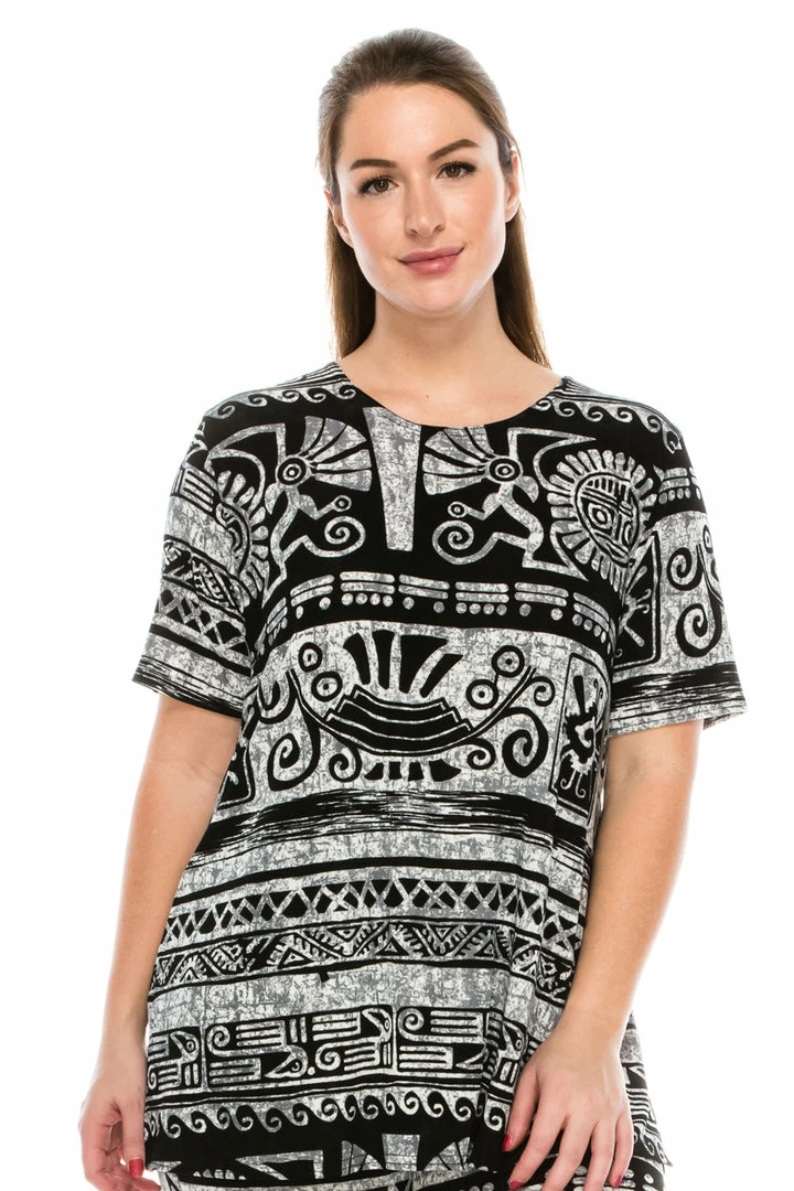 Jostar Women's Stretchy Vented Top Short Sleeve Printed-242BN-SRP1-W901 Tops
