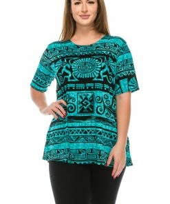 Jostar Women's Stretchy Vented Top Short Sleeve Printed-242BN-SRP1-W901 Tops