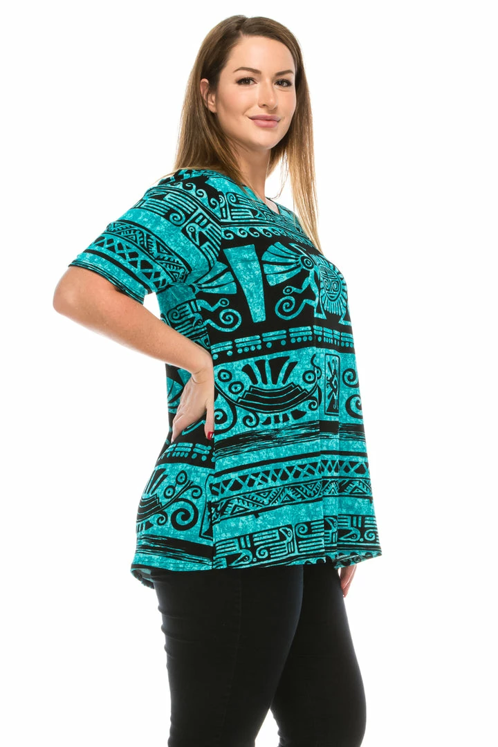 Jostar Women's Stretchy Vented Top Short Sleeve Printed-242BN-SRP1-W901 Tops