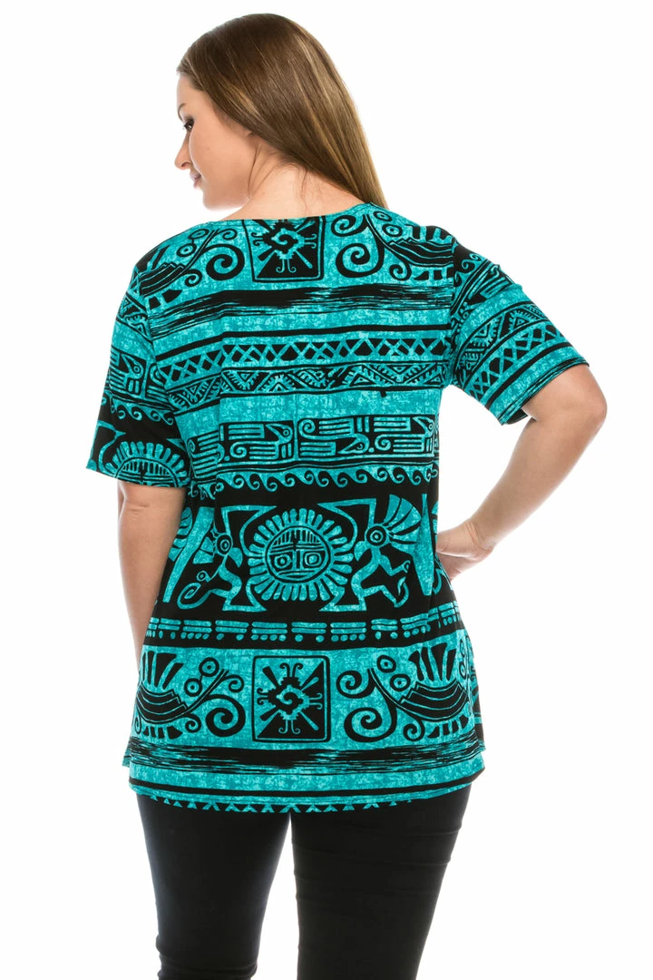 Jostar Women's Stretchy Vented Top Short Sleeve Printed-242BN-SRP1-W901 Tops