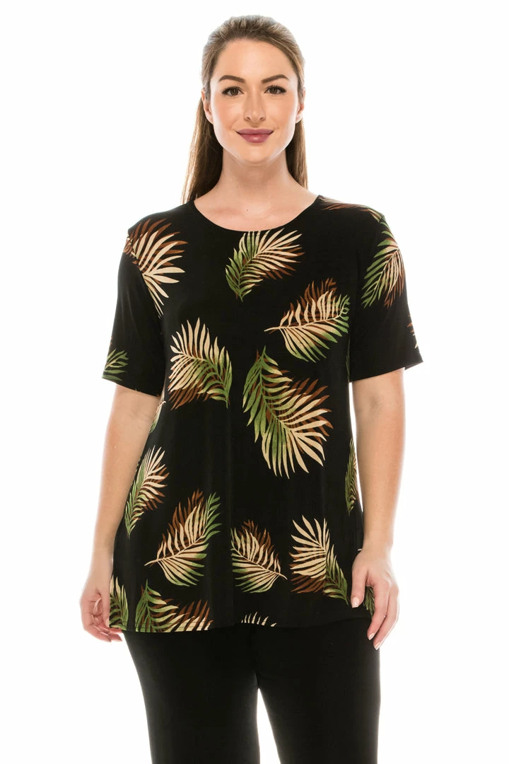 Tops Jostar Women's Stretchy Vented Tunic Top Short Sleeve Plus, 242BN-SXP-W002