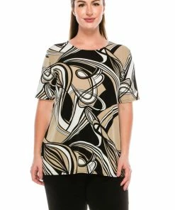 Tops Jostar Women's Stretchy Vented Tunic Top Short Sleeve Plus, 242BN-SXP-W009