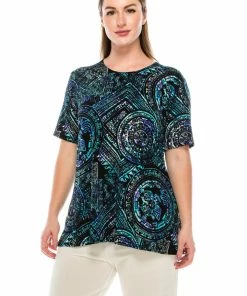 Jostar Women's Stretchy Vented Tunic Top Short Sleeve Plus, 242BN-SXP-W014 Tops
