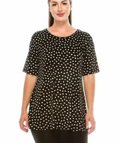 Tops Jostar Women's Stretchy Vented Tunic Top Short Sleeve Plus, 242BN-SXP-W032