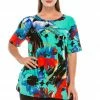 Jostar Women's Stretchy Vented Tunic Top Short Sleeve Plus, 242BN-SXP-W081