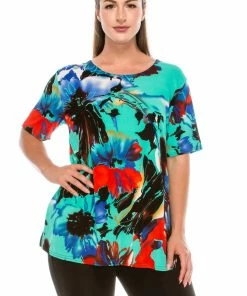 Jostar Women's Stretchy Vented Tunic Top Short Sleeve Plus, 242BN-SXP-W081