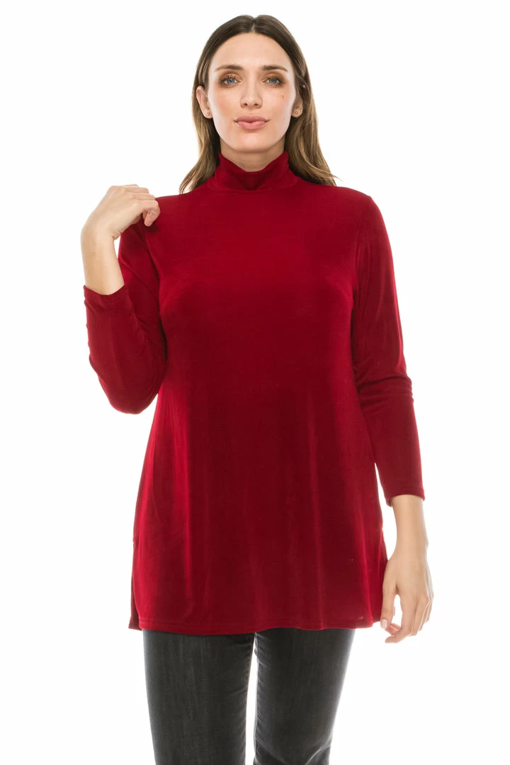 Jostar Women's Non Iron Mock Turtle Neck Long Sleeve Top-248AY-LRS1