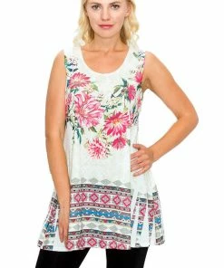 Jostar Tops Flair Tank Sublimation Print In Plus Size, 250HT-TXU-R-U186-IVY