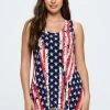 Jostar Tops HIT American Print Shark Bite Hem Tank- 257HT-TRP1-W297