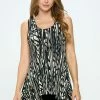 Jostar Sleeveless HIT Print Shark Bite Hem Tank- 257HT-TRP1-W348