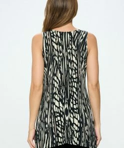 Jostar Sleeveless HIT Print Shark Bite Hem Tank- 257HT-TRP1-W348