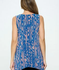 Jostar Sleeveless HIT Print Shark Bite Hem Tank- 257HT-TRP1-W348