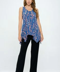 Jostar Sleeveless HIT Print Shark Bite Hem Tank- 257HT-TRP1-W348