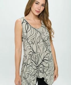 Jostar HIT Floral Print Shark Bite Hem Tank- 257HT-TRP1-W349 Tops