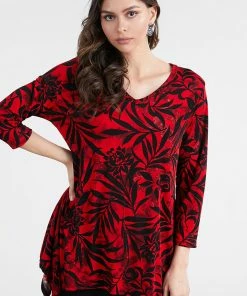 Jostar Women's Stretchy V-Neck Binding Top Quarter Sleeves Plus, 313BN-QXP-W173 Tops