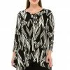 Jostar Women's Stretchy V-Neck Binding Top 3/4 Sleeve Print-313BN-QRP1-W116